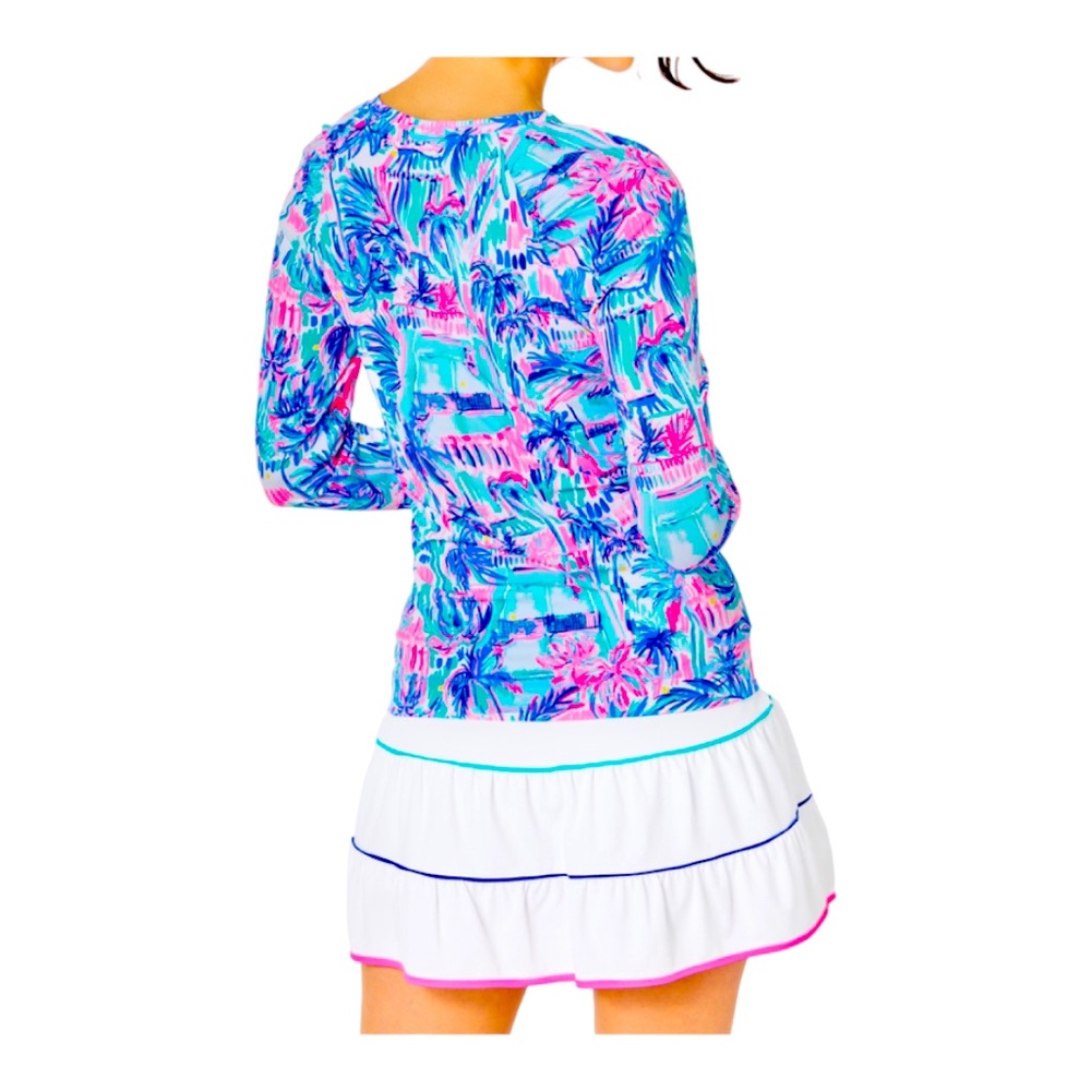 Lilly Pulitzer Tarah Sunguard Athletic Top Perfect Match Ravello Blue Sz Large